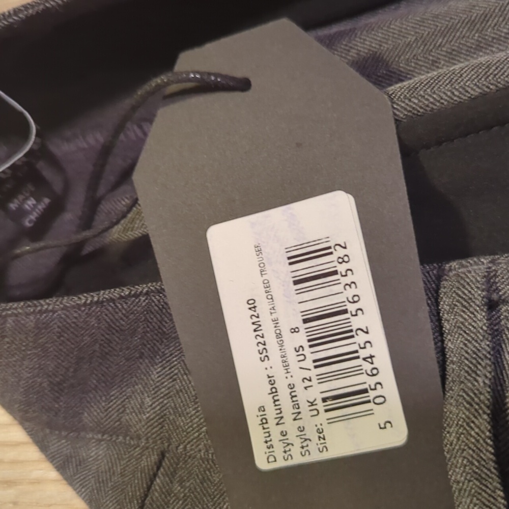 Disturbia Herringbone Tailored Trousers Size 8 New - Picture 5 of 5